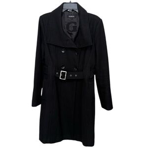 GUESS Black Wool Coat Size Large